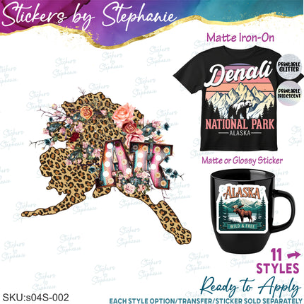 (s04S-002) Alaksa Denali Family Vacation Travel Iron-On Transfer or Sticker