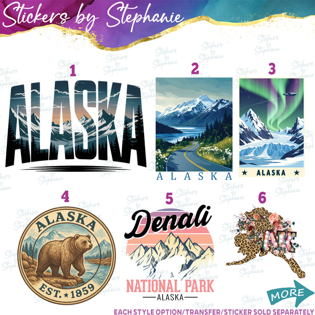 (s04S-002) Alaksa Denali Family Vacation Travel Iron-On Transfer or Sticker