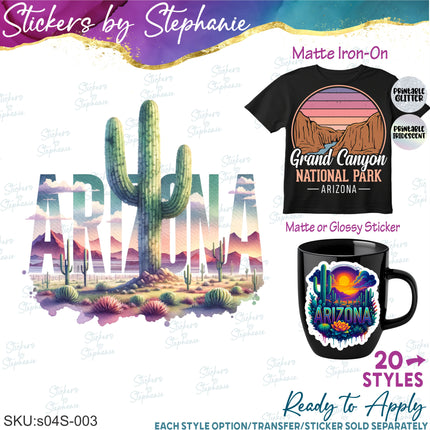 (s04S-003) Arizona National Park Family Vacation Travel Iron-On Transfer or Sticker