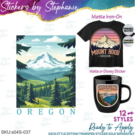 (s04S-037) Oregon Family Vacation Travel Iron-On Transfer or Sticker