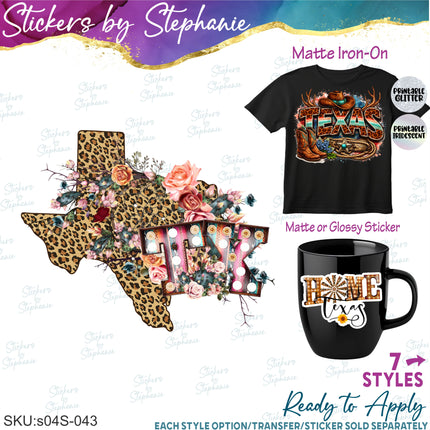 (s04S-043) Texas Family Vacation Travel Iron-On Transfer or Sticker