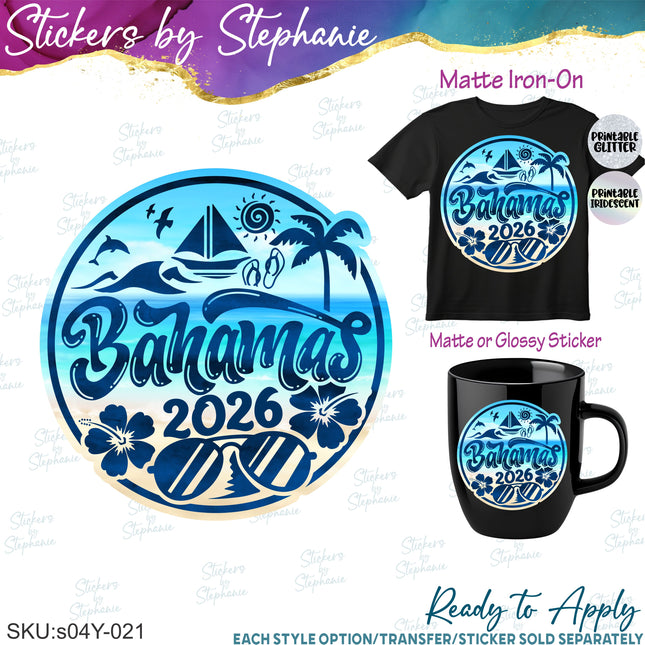 (s04Y-021) Bahamas Iron-On Transfer or Sticker