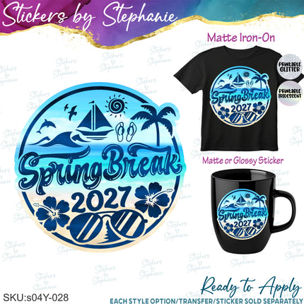 (s04Y-028) Spring Break Iron-On Transfer or Sticker