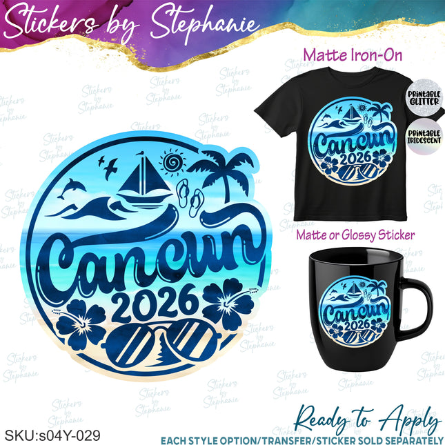 (s04Y-029) Cancun Iron-On Transfer or Sticker