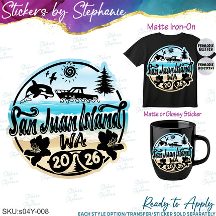 (s04Y-008) San Juan Island WA Iron-On Transfer or Sticker