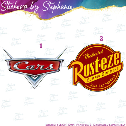 (s04C-039) Cars Rust-eze Logo Iron-On Transfer or Sticker