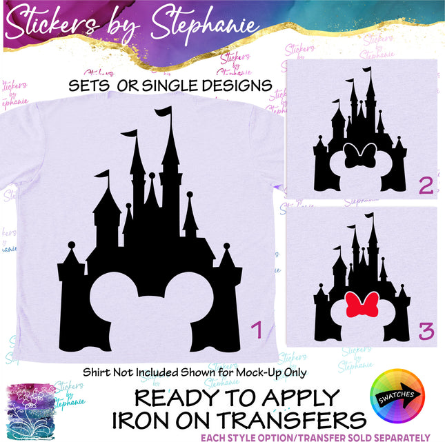 (s01C-010) Castle Mickey Mouse Head Cutout Iron-On Transfer