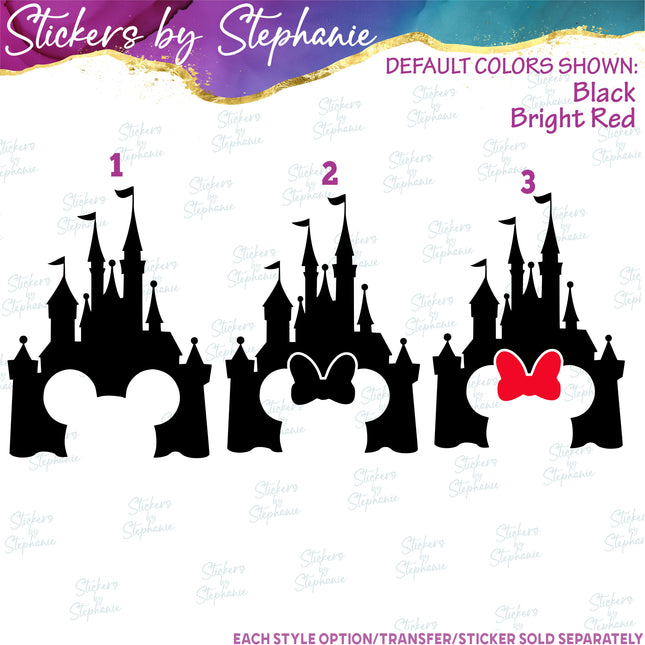 (s01C-010) Castle Mickey Mouse Head Cutout Iron-On Transfer
