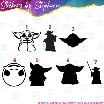 (s01C-012) Yoda Grogu Silhouette Iron-On Transfer