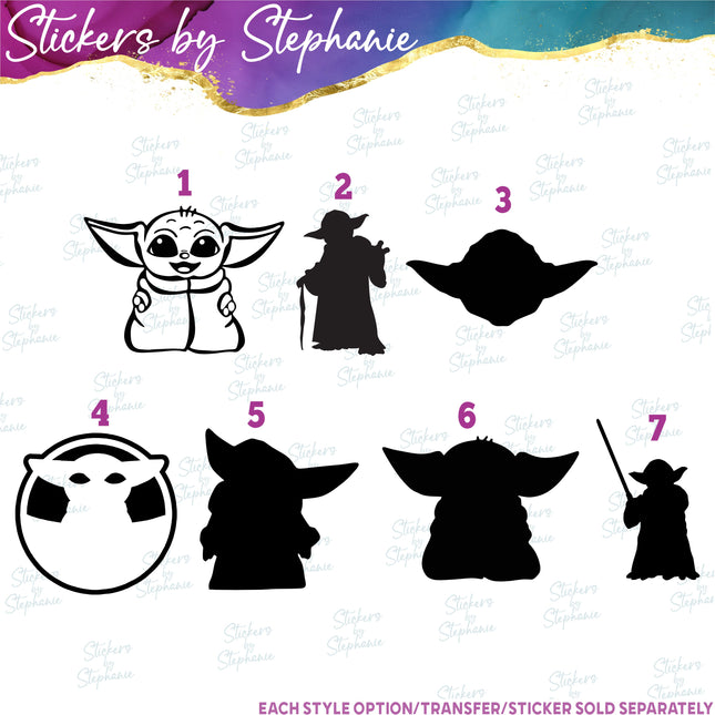 (s01C-012) Yoda Grogu Silhouette Iron-On Transfer