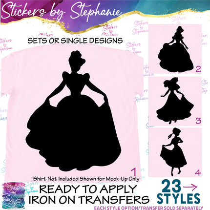 (s01C-014) Princess Silhouette Iron-On Transfer