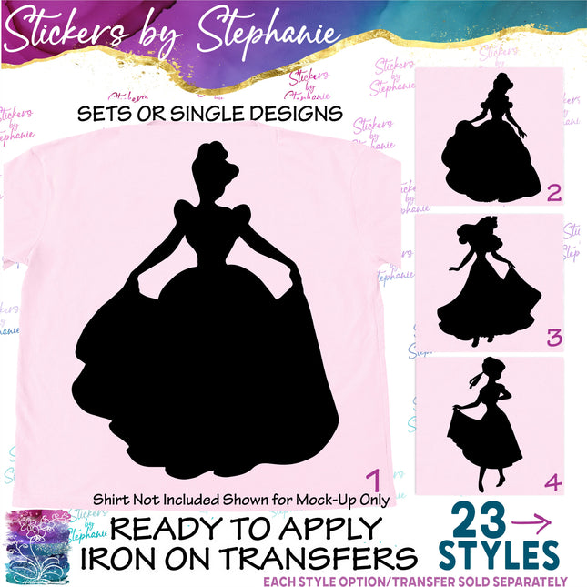 (s01C-014) Princess Silhouette Iron-On Transfer