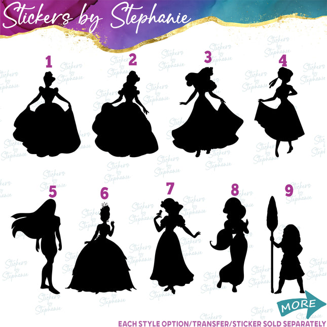 (s01C-014) Princess Silhouette Iron-On Transfer