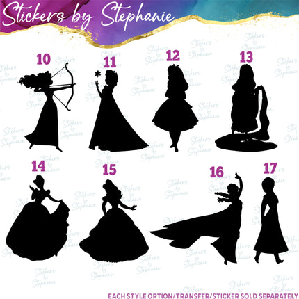 (s01C-014) Princess Silhouette Iron-On Transfer