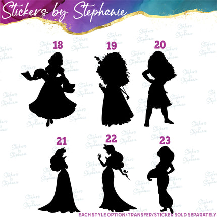 (s01C-014) Princess Silhouette Iron-On Transfer