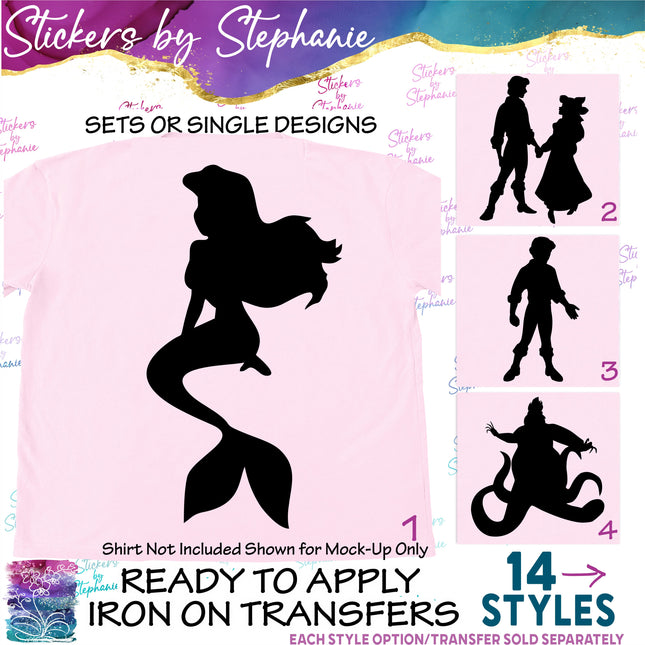 (s01C-017) Little Mermaid Silhouette Iron-On Transfer