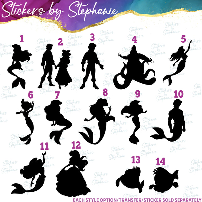 (s01C-017) Little Mermaid Silhouette Iron-On Transfer