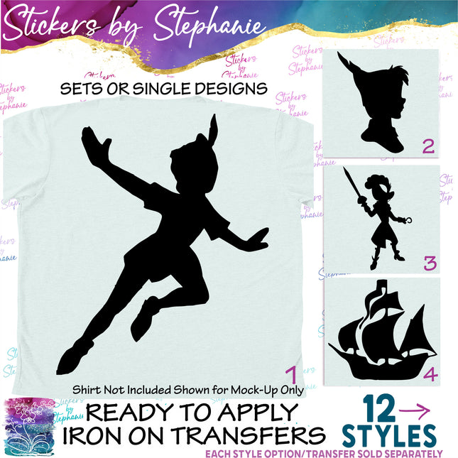 (s01C-018) Peter Pan Silhouette Iron-On Transfer