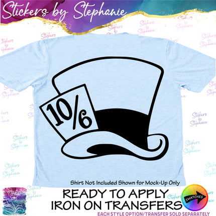(s01C-020) Mad Hatter's Hat Iron-On Transfer or Sticker