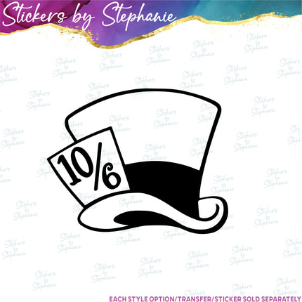 (s01C-020) Mad Hatter's Hat Iron-On Transfer or Sticker