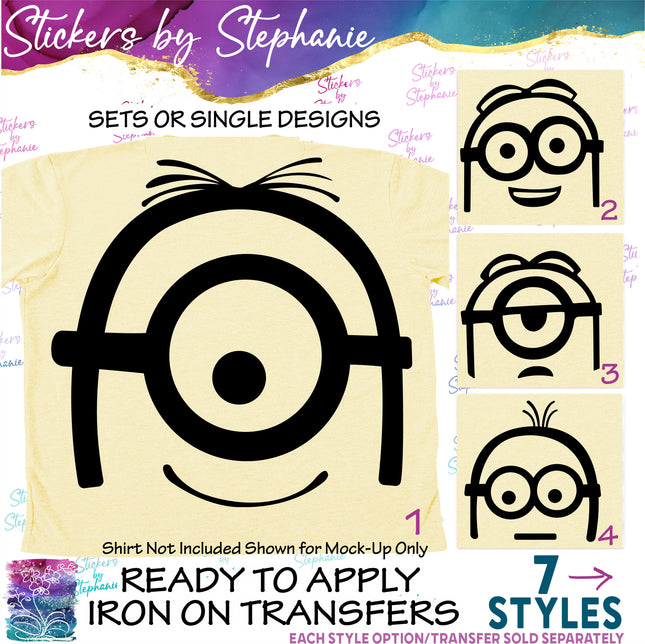 (s01C-024) Minion Head Silhouette Iron-On Transfer