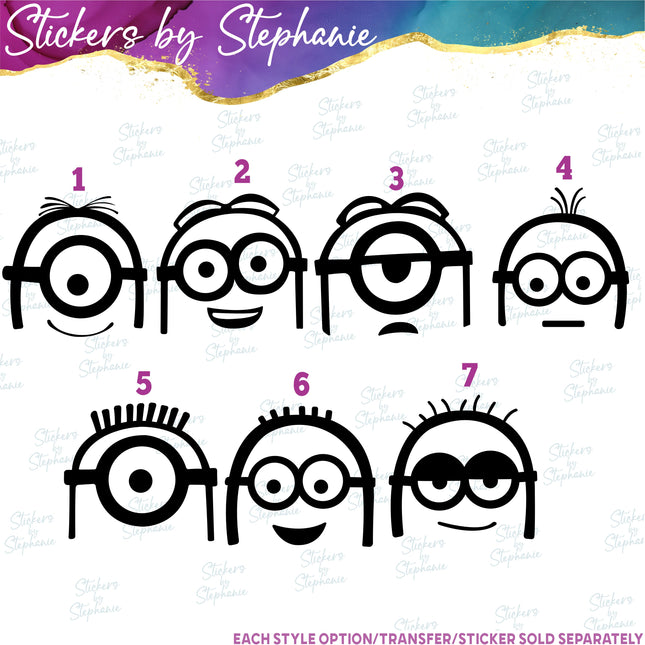 (s01C-024) Minion Head Silhouette Iron-On Transfer