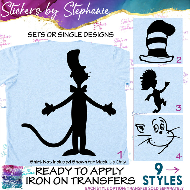 (s01C-025) Cat in the Hat Thing Silhouette Iron-On Transfer