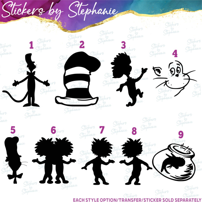 (s01C-025) Cat in the Hat Thing Silhouette Iron-On Transfer