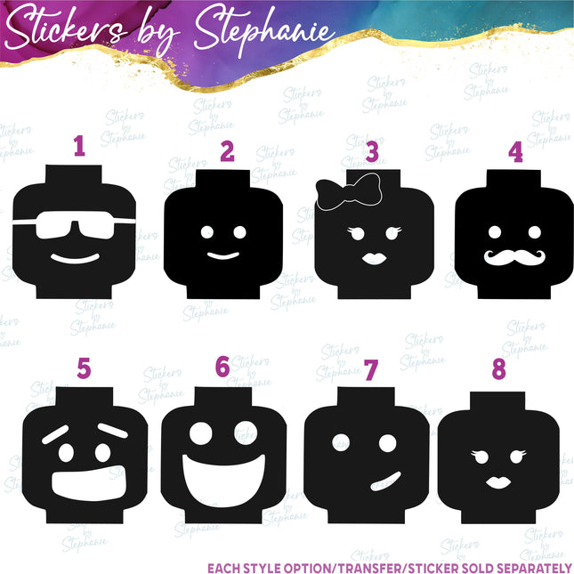 (s01C-026) Lego Minifig Head Silhouette Iron-On Transfer