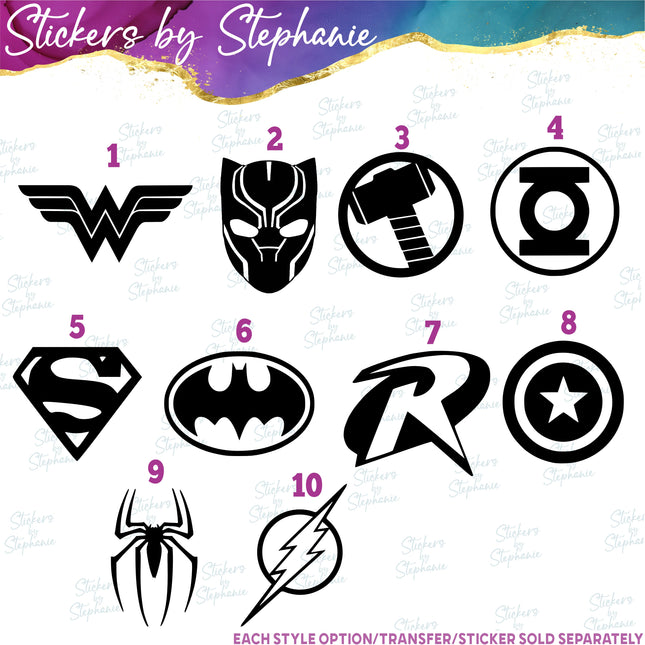 (s01C-028) Superhero Logos Iron-On Transfer