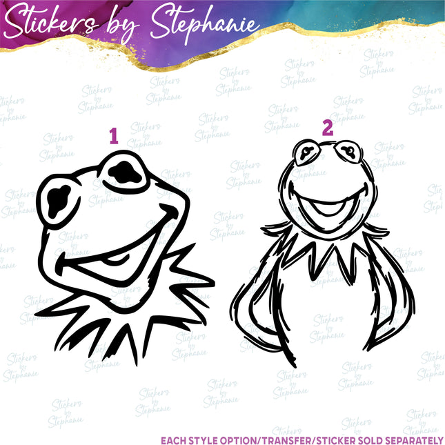 (s01C-029) Kermit the Frog Sketch Silhouette Iron-On Transfer