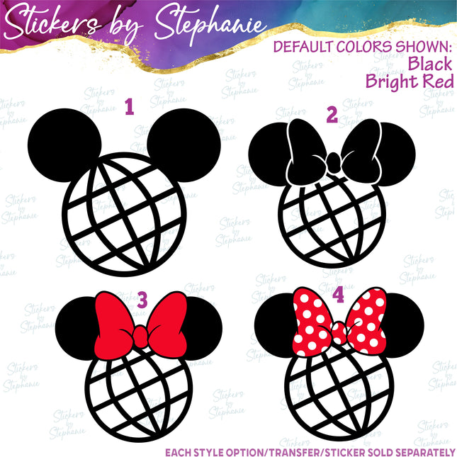 (s01C-003) Mickey Minnie Mouse Head Epcot Iron-On Transfer