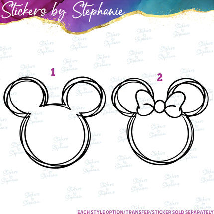 (s01C-005) Mickey Minnie Mouse Head Sketch Iron-On Transfer