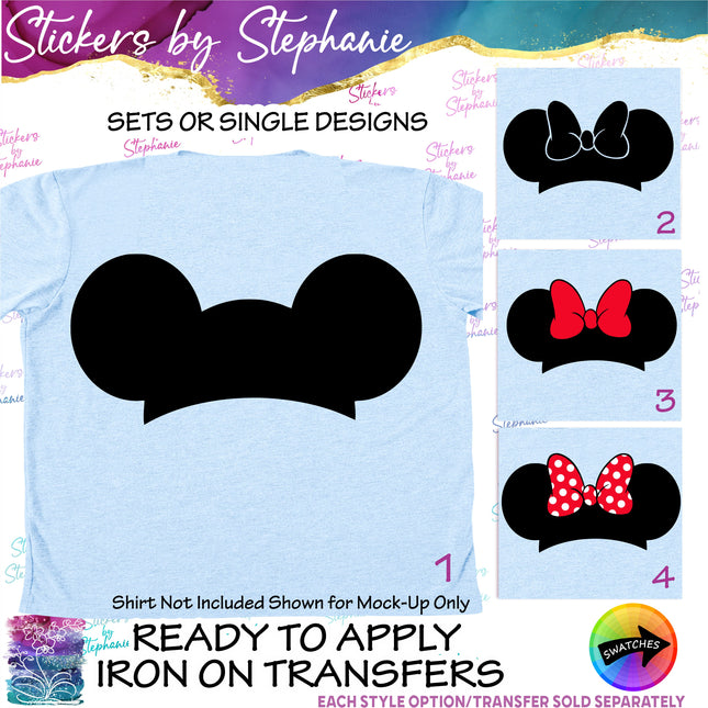 (s01C-006) Mickey Minnie Mouse Earhat Iron-On Transfer