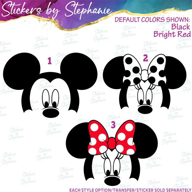 (s01C-007) Mickey Minnie Mouse Face Iron-On Transfer