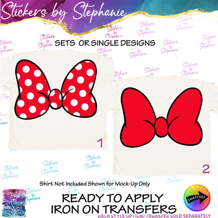 (s01C-008) Minnie Mouse Bow Iron-On Transfer