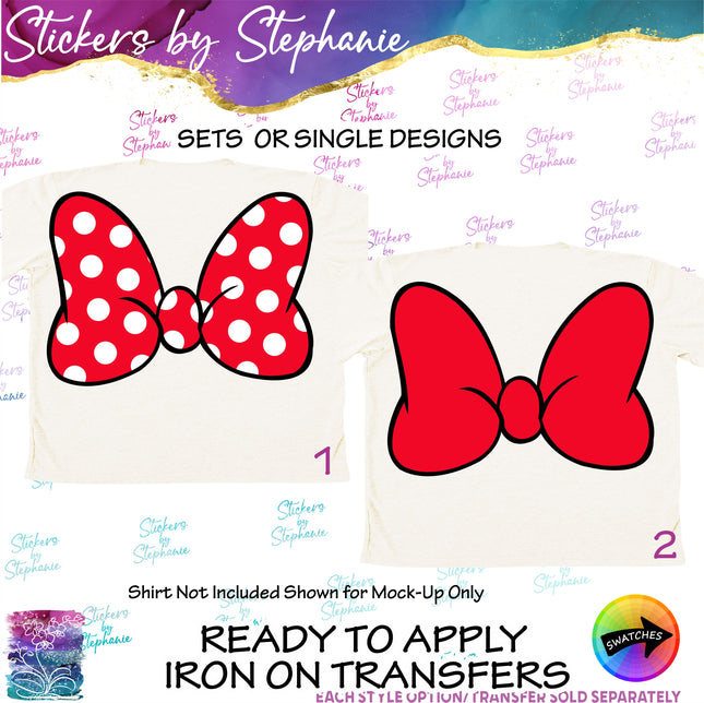 (s01C-008) Minnie Mouse Bow Iron-On Transfer