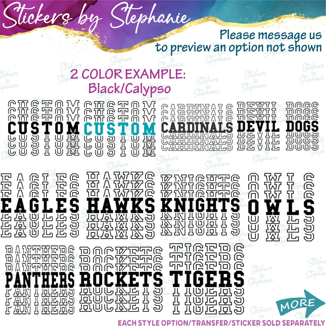 (CT-6001) Super Stacked Custom Text Iron-On Transfer