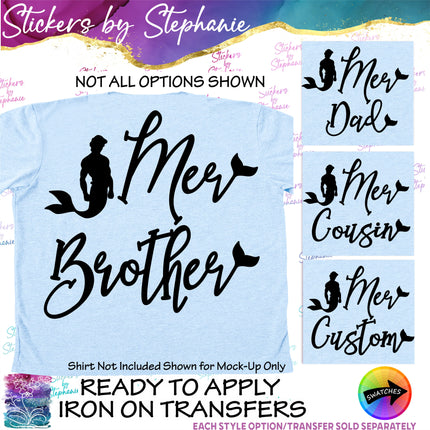 (s05-010) Mer Merman Dad Brother Family Custom Iron-On Transfer