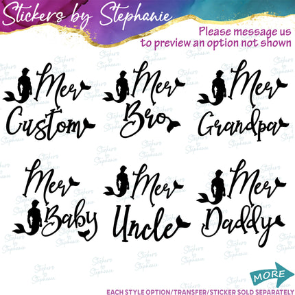 (s05-010) Mer Merman Dad Brother Family Custom Iron-On Transfer