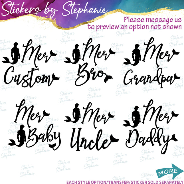 (s05-010) Mer Merman Dad Brother Family Custom Iron-On Transfer