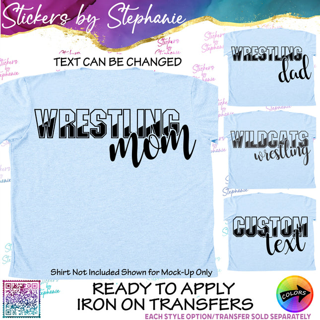 (s05-102) Wrestling Mom Family Text Custom Iron-On Transfer