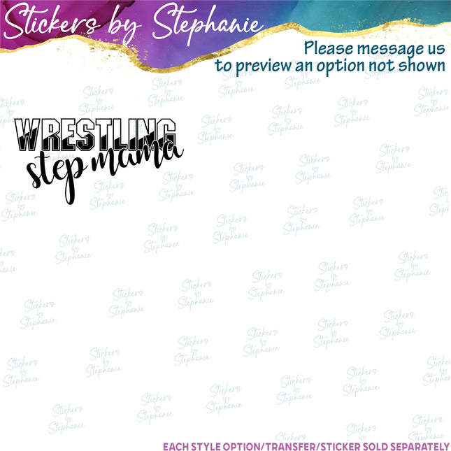 (s05-102) Wrestling Mom Family Text Custom Iron-On Transfer or Sticker