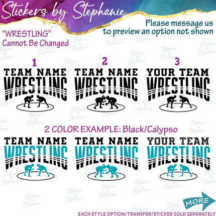 (s05-103) Wrestling Team Name Text Custom Iron-On Transfer
