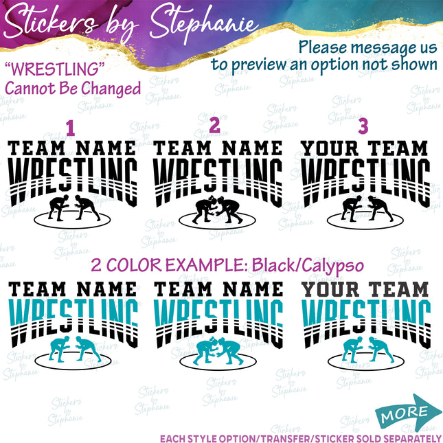 (s05-103) Wrestling Team Name Text Custom Iron-On Transfer