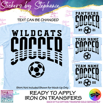 (s05-105) Soccer Team Name Text Custom Iron-On Transfer