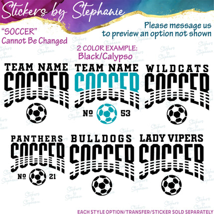 (s05-105) Soccer Team Name Text Custom Iron-On Transfer