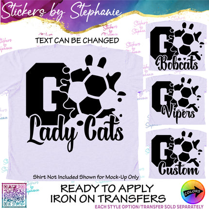 (s05-107) Soccer Go Team Name Text Custom Iron-On Transfer