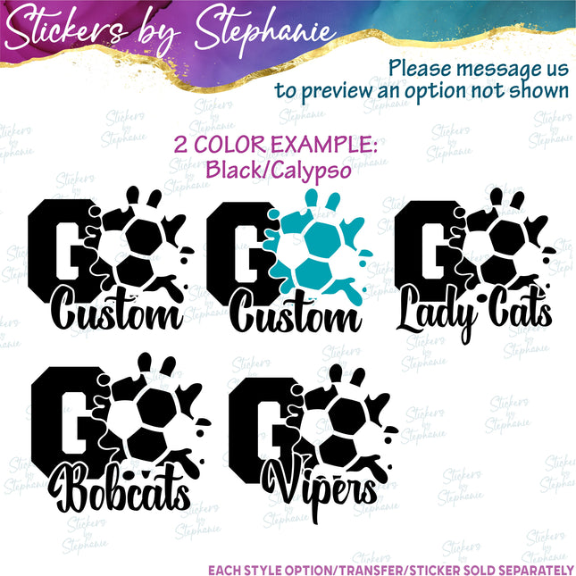 (s05-107) Soccer Go Team Name Text Custom Iron-On Transfer