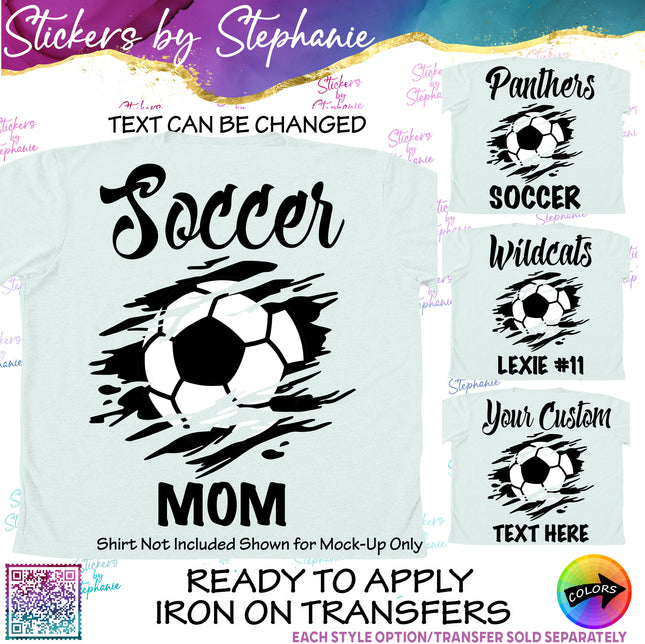 (s05-108) Soccer Mom Team Name Text Custom Iron-On Transfer